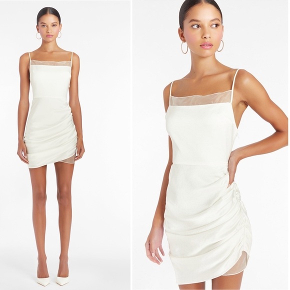New! Amanda Uprichard London Satin and mesh Mini Dress 🤍 Small - Picture 1 of 13